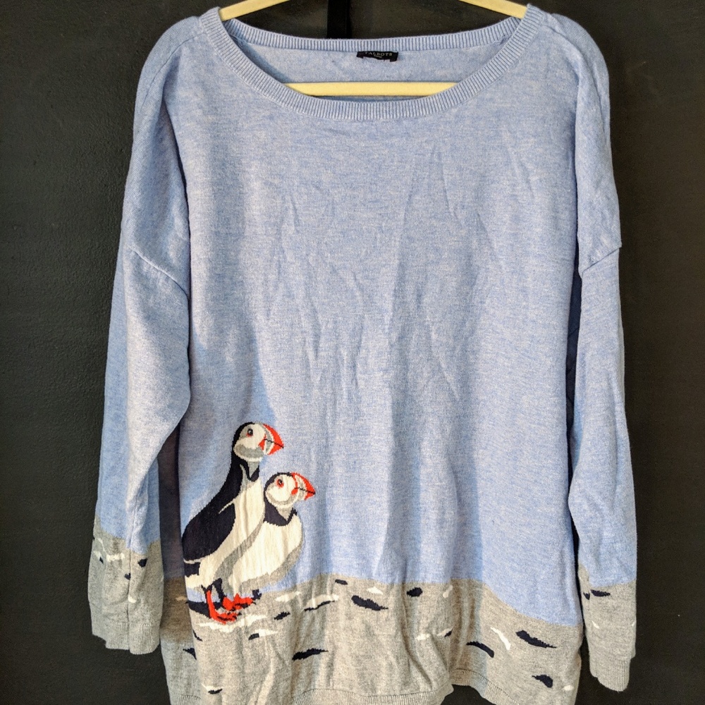 Talbots Woman Plus-size Puffins sweater